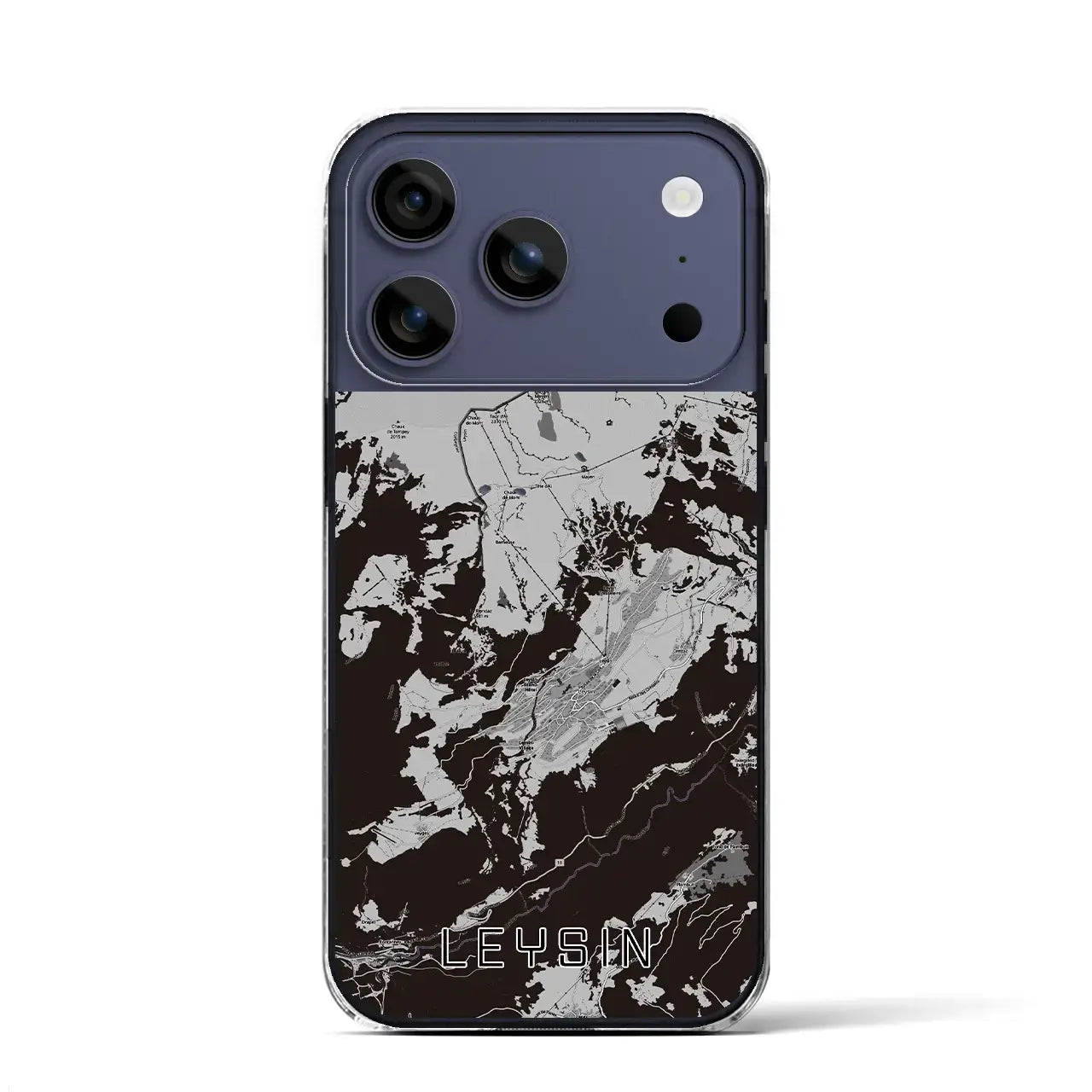 【レザン(スイス)】地図柄iPhoneケース(クリアタイプ)モノトーン・iPhone 17 Pro Max 用