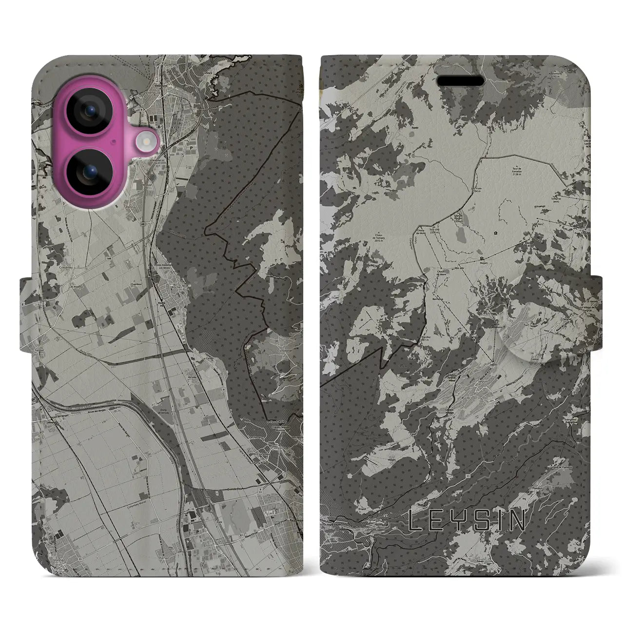 【レザン(スイス)】地図柄iPhoneケース(手帳タイプ)