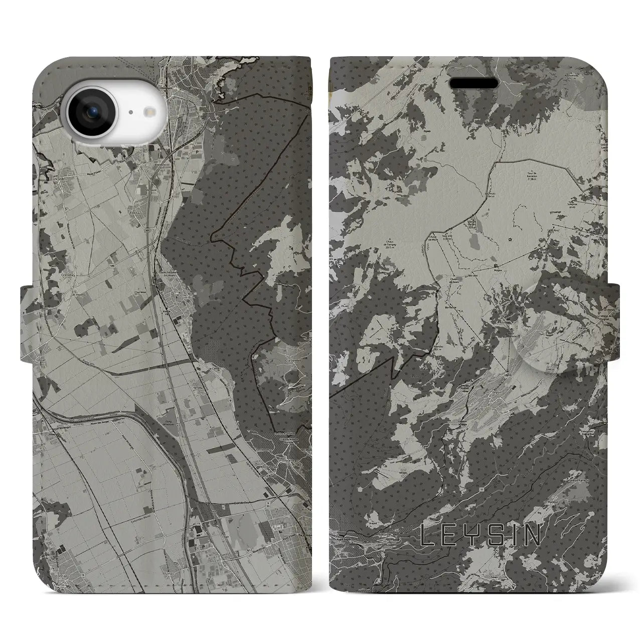 【レザン(スイス)】地図柄iPhoneケース(手帳タイプ)