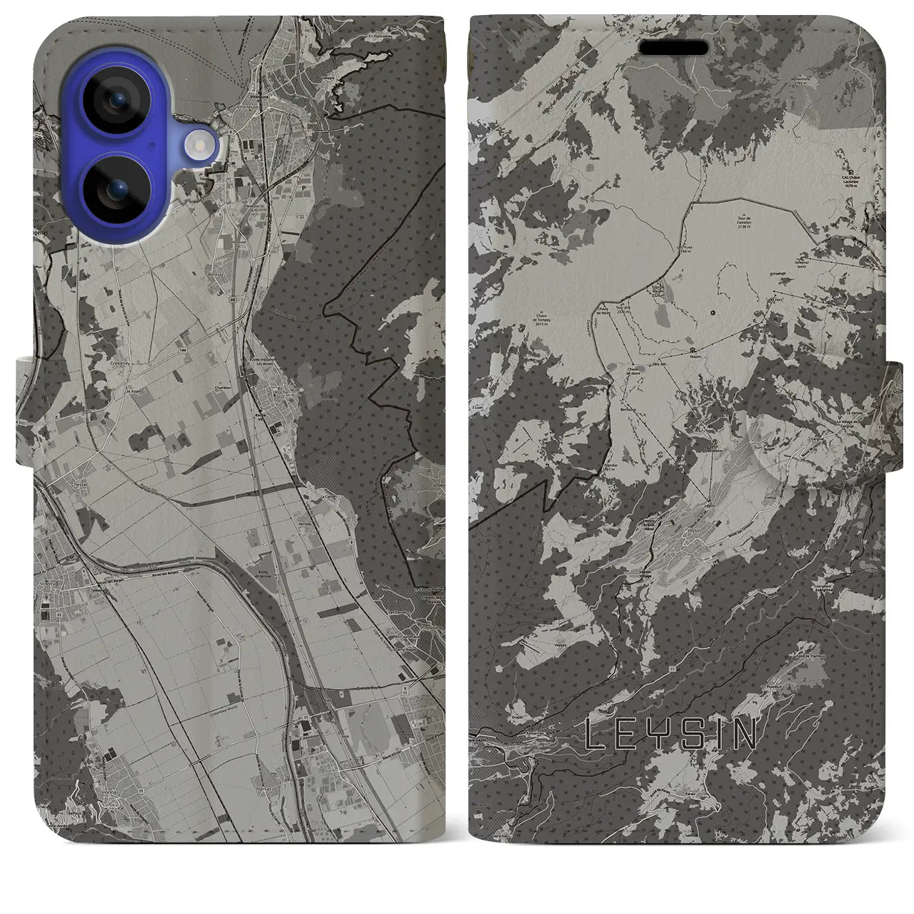 【レザン(スイス)】地図柄iPhoneケース(手帳タイプ)