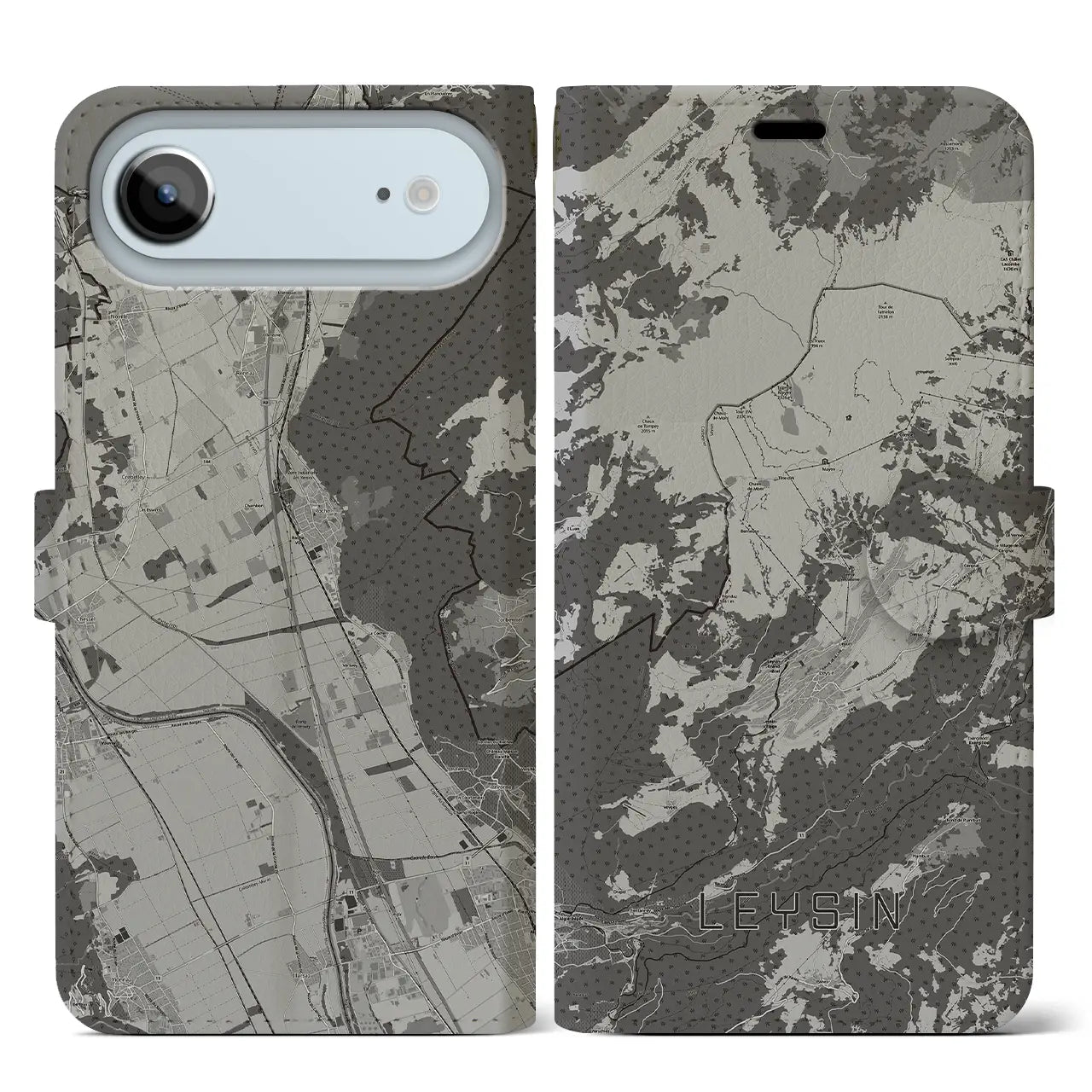 【レザン(スイス)】地図柄iPhoneケース(手帳タイプ)