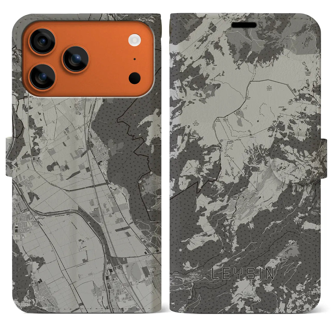 【レザン(スイス)】地図柄iPhoneケース(手帳タイプ)