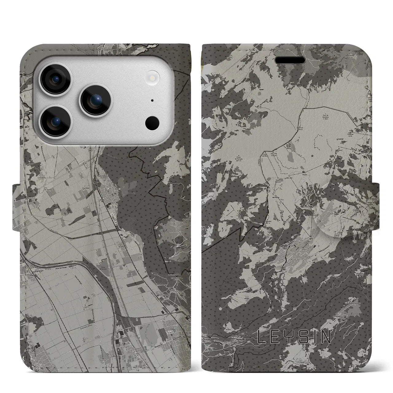 【レザン(スイス)】地図柄iPhoneケース(手帳タイプ)