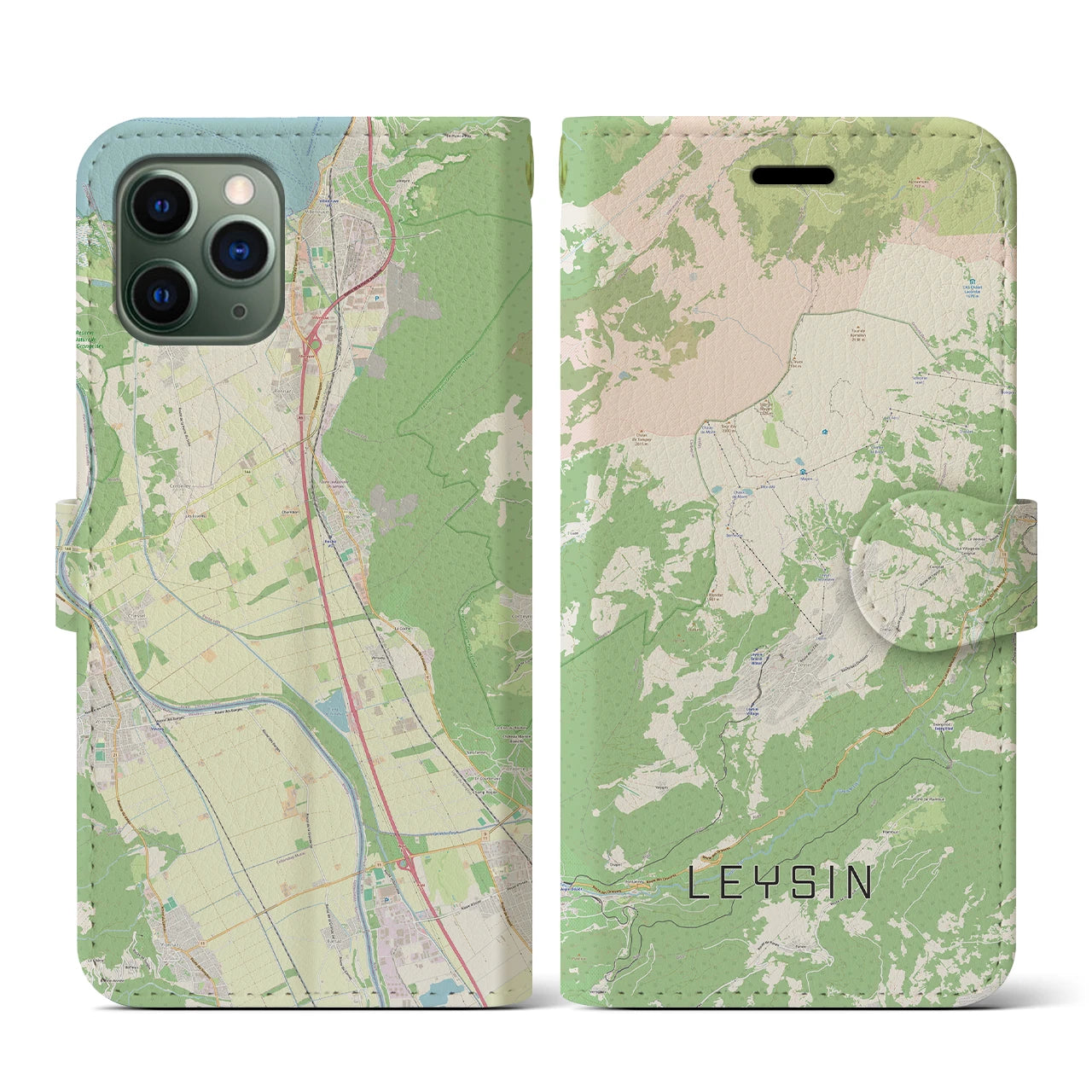 【レザン(スイス)】地図柄iPhoneケース(手帳タイプ)ナチュラル・iPhone 11 Pro 用