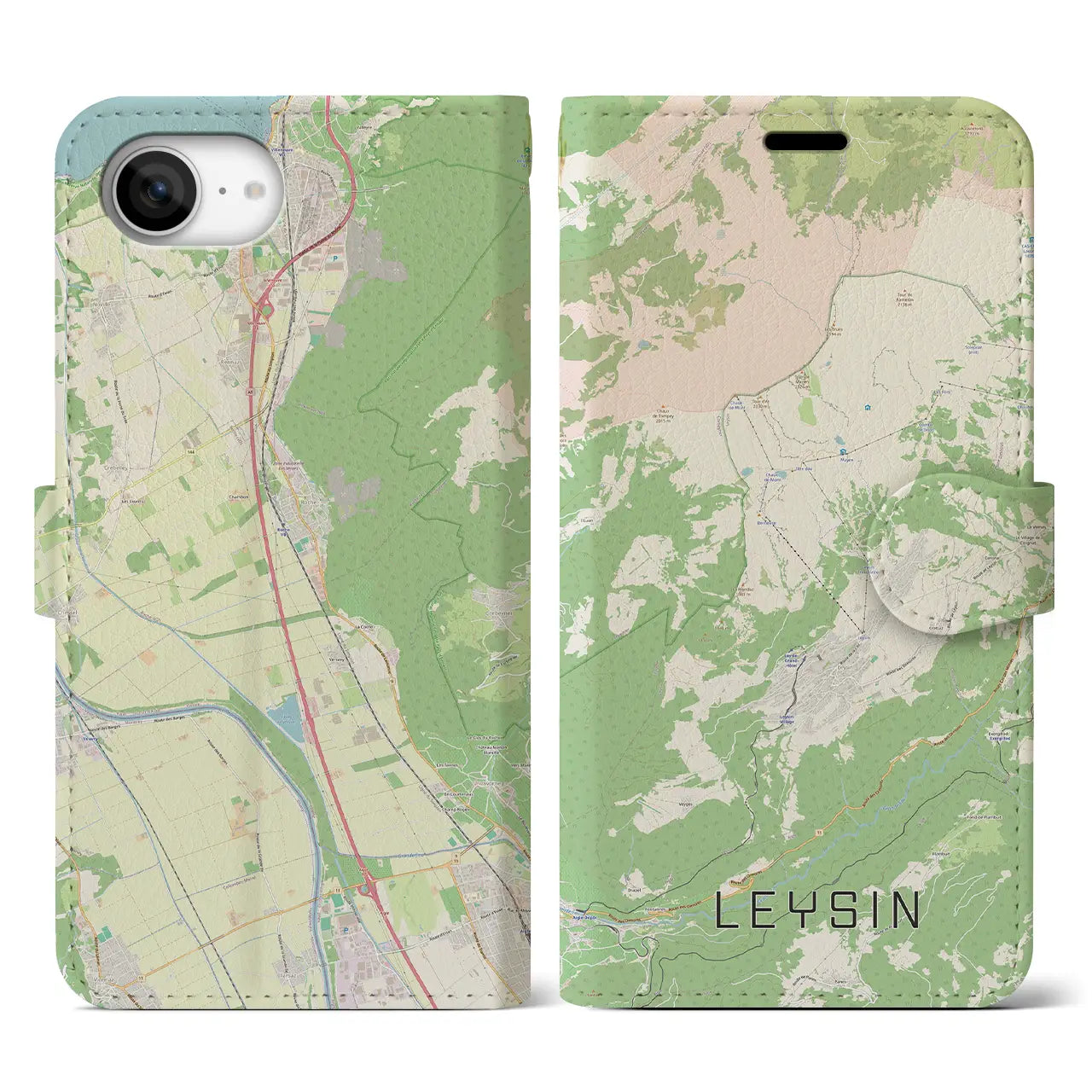 【レザン(スイス)】地図柄iPhoneケース(手帳タイプ)