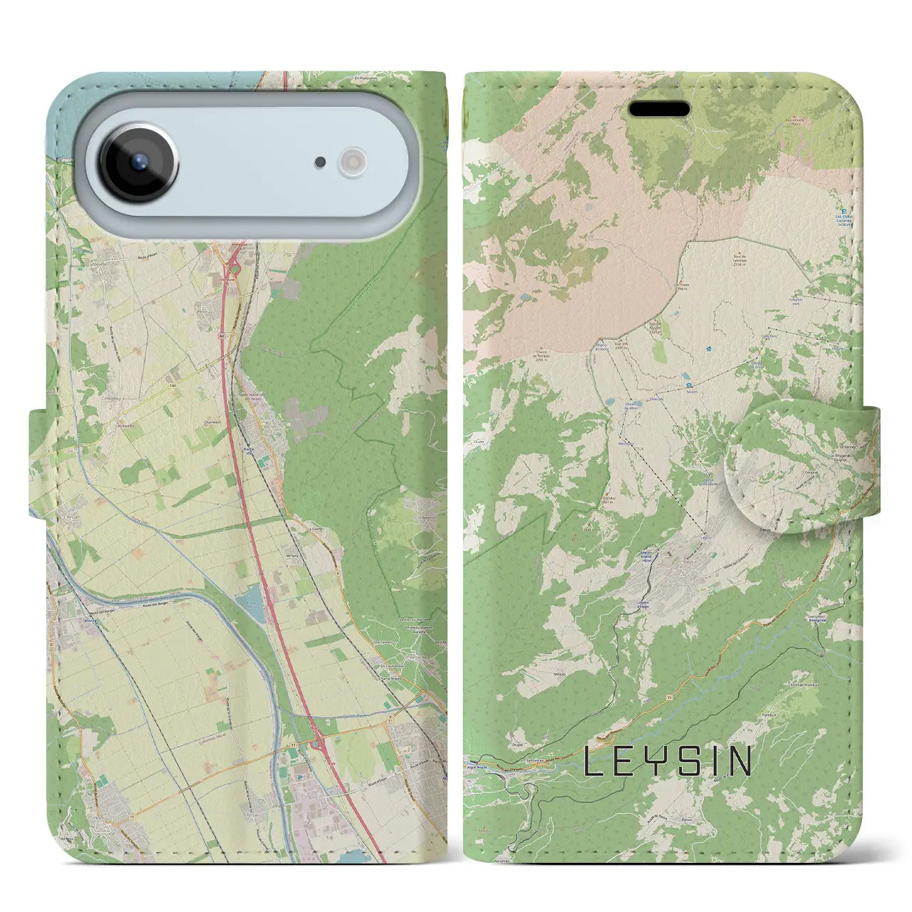 【レザン(スイス)】地図柄iPhoneケース(手帳タイプ)