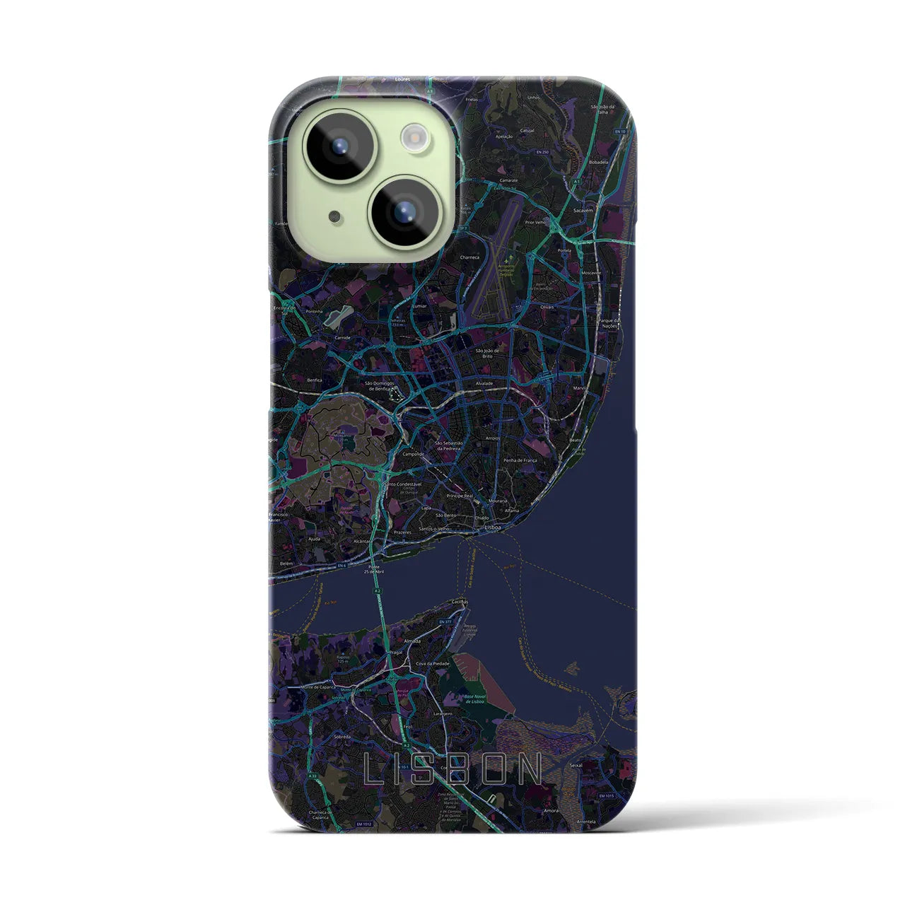 【リスボン(ポルトガル)】地図柄iPhoneケース(バックカバータイプ)
