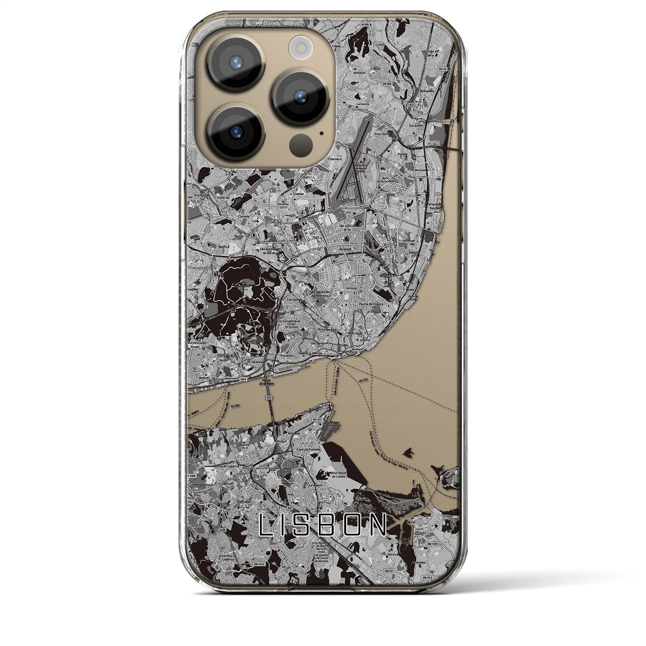 【リスボン(ポルトガル)】地図柄iPhoneケース(クリアタイプ)
