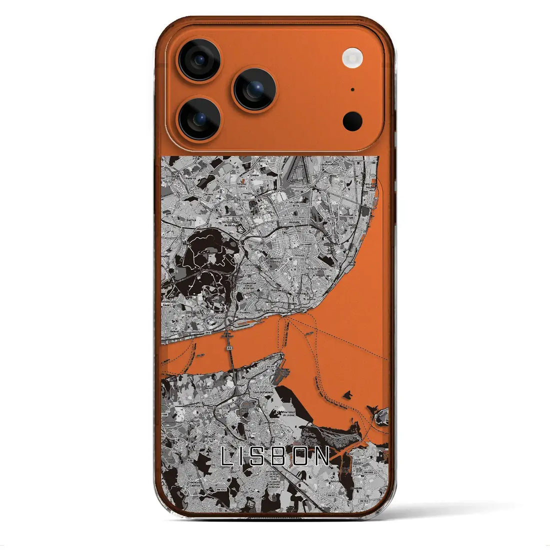 【リスボン(ポルトガル)】地図柄iPhoneケース(クリアタイプ)モノトーン・iPhone 17 Pro Max 用