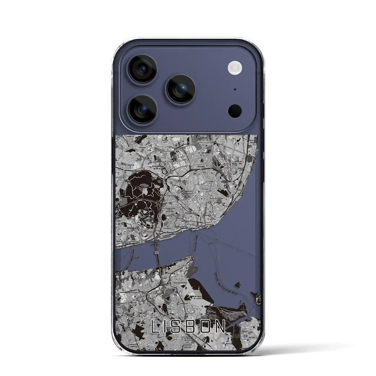 【リスボン(ポルトガル)】地図柄iPhoneケース(クリアタイプ)モノトーン・iPhone 17 Pro Max 用