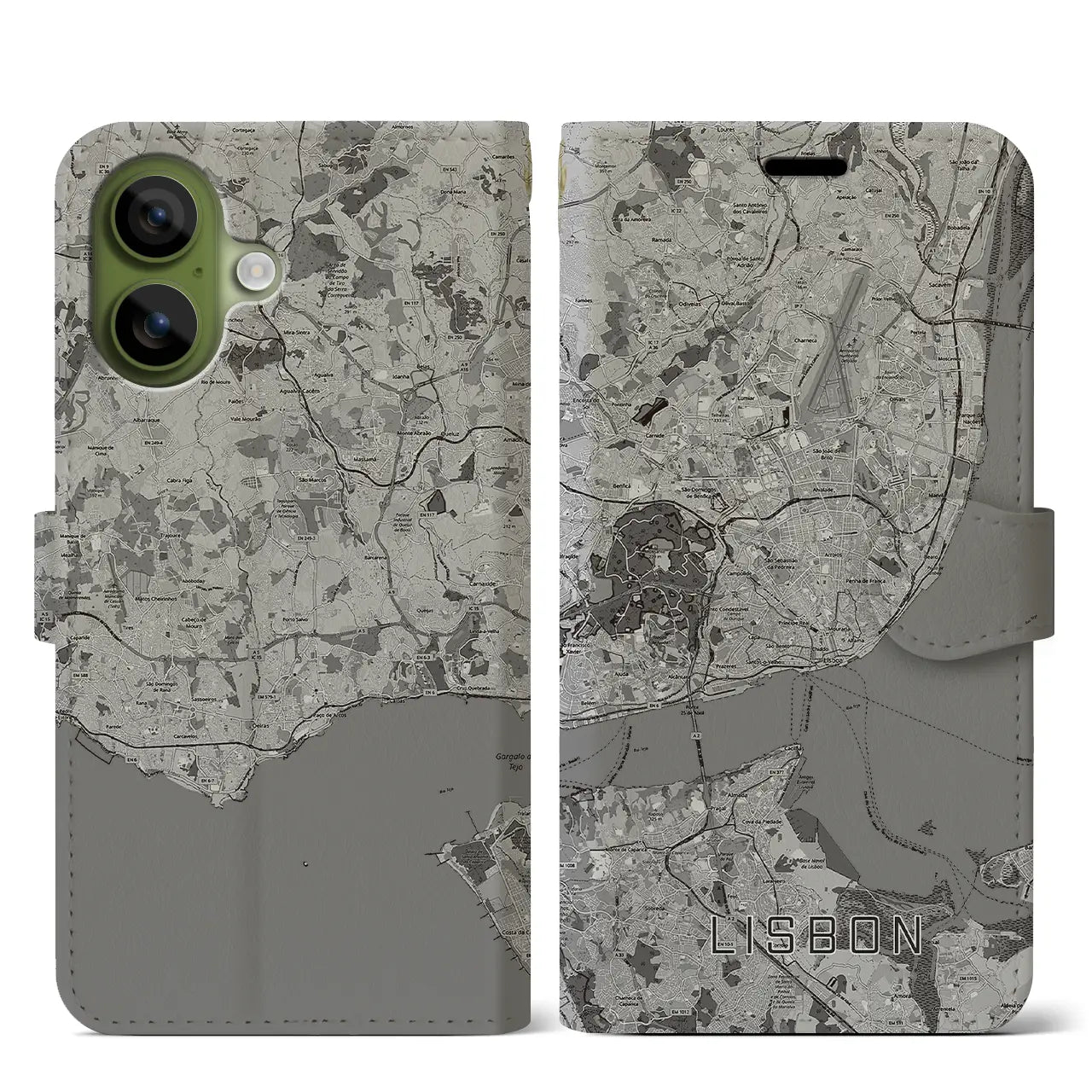 【リスボン(ポルトガル)】地図柄iPhoneケース(手帳タイプ)