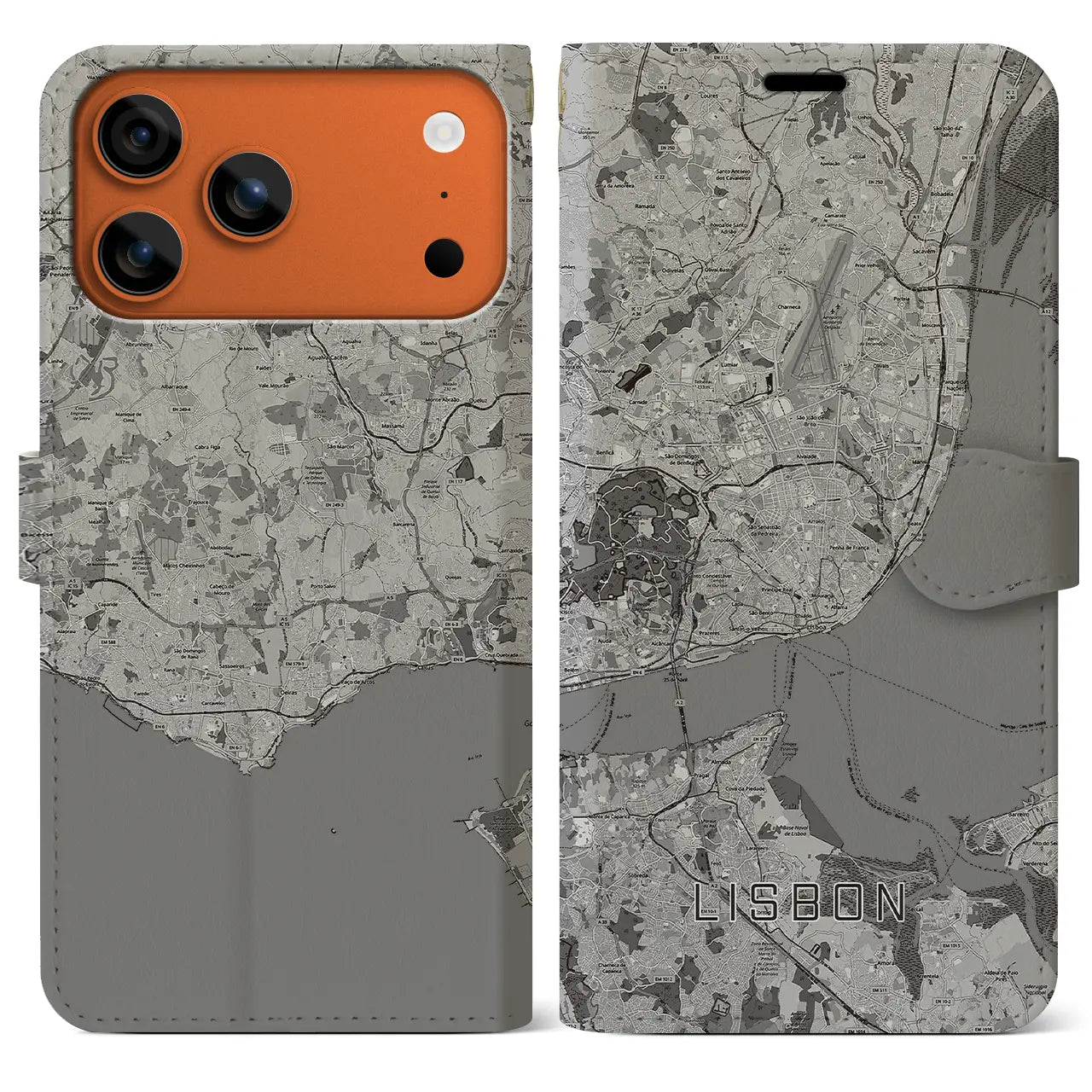 【リスボン(ポルトガル)】地図柄iPhoneケース(手帳タイプ)