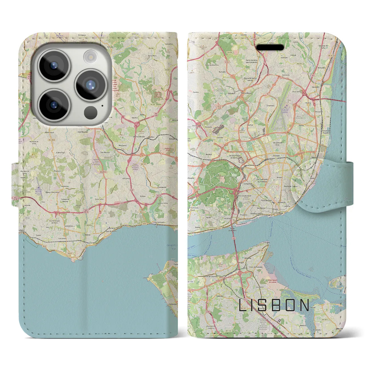 【リスボン(ポルトガル)】地図柄iPhoneケース(手帳タイプ)