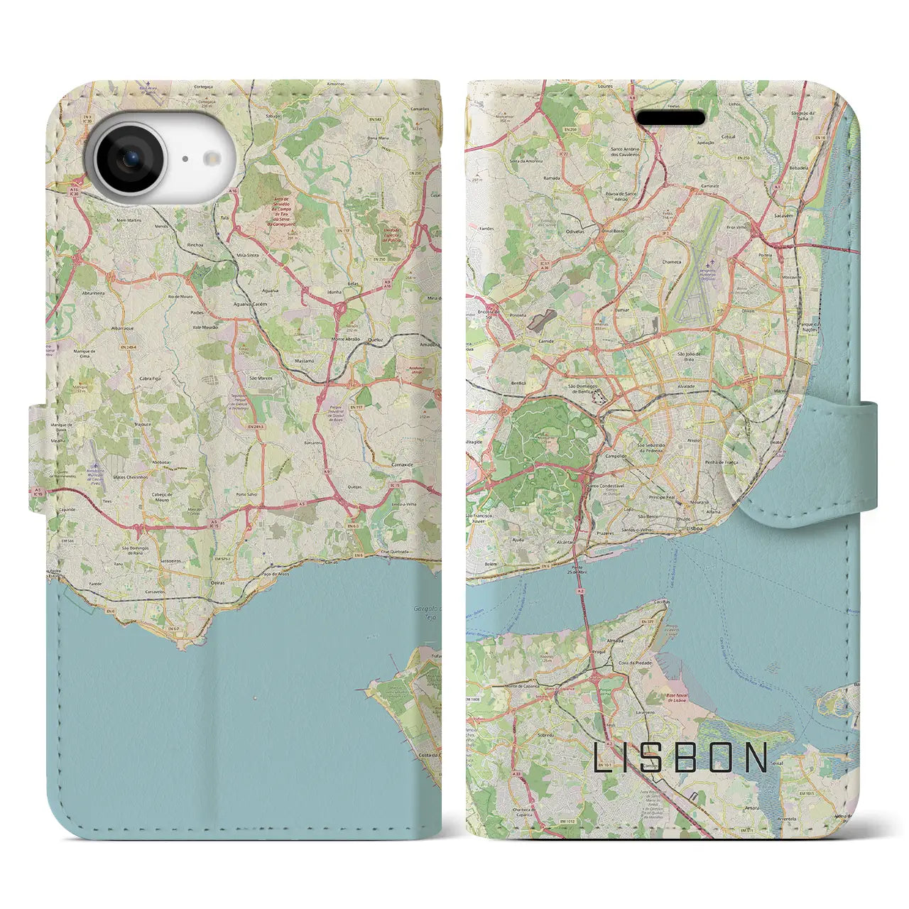 【リスボン(ポルトガル)】地図柄iPhoneケース(手帳タイプ)