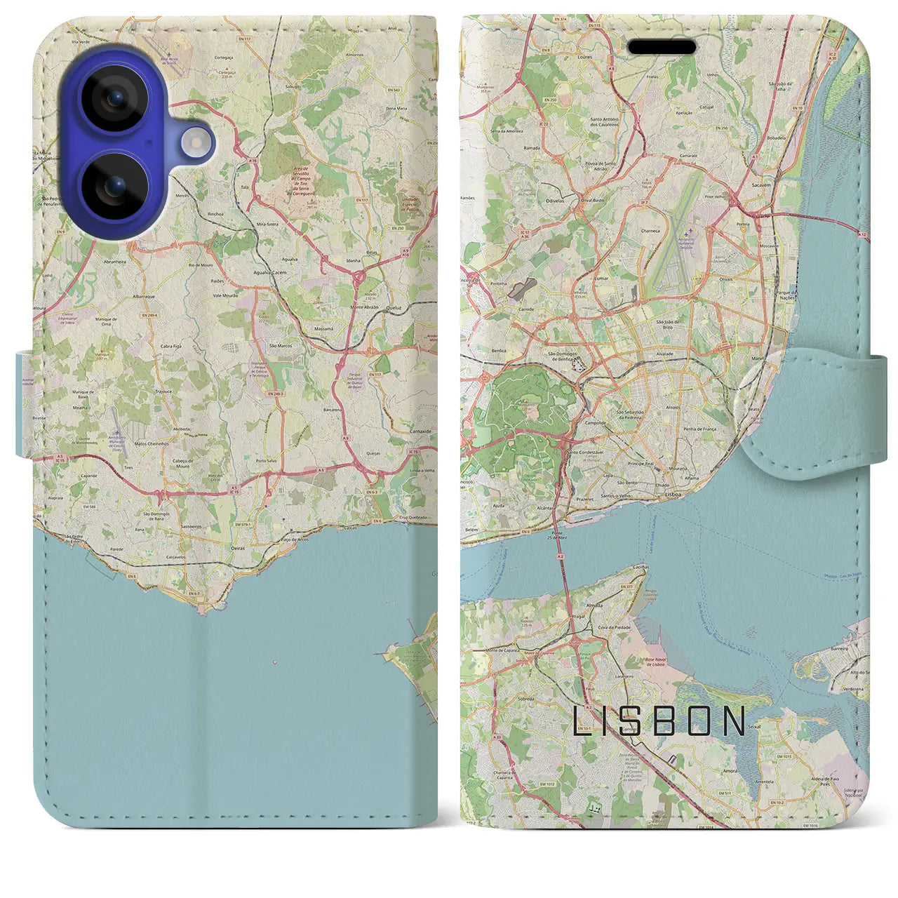【リスボン(ポルトガル)】地図柄iPhoneケース(手帳タイプ)ナチュラル・iPhone 16 Pro Max 用
