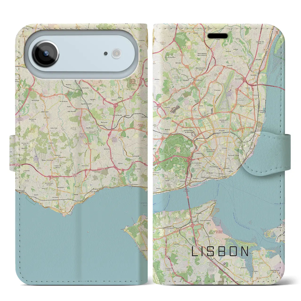 【リスボン(ポルトガル)】地図柄iPhoneケース(手帳タイプ)