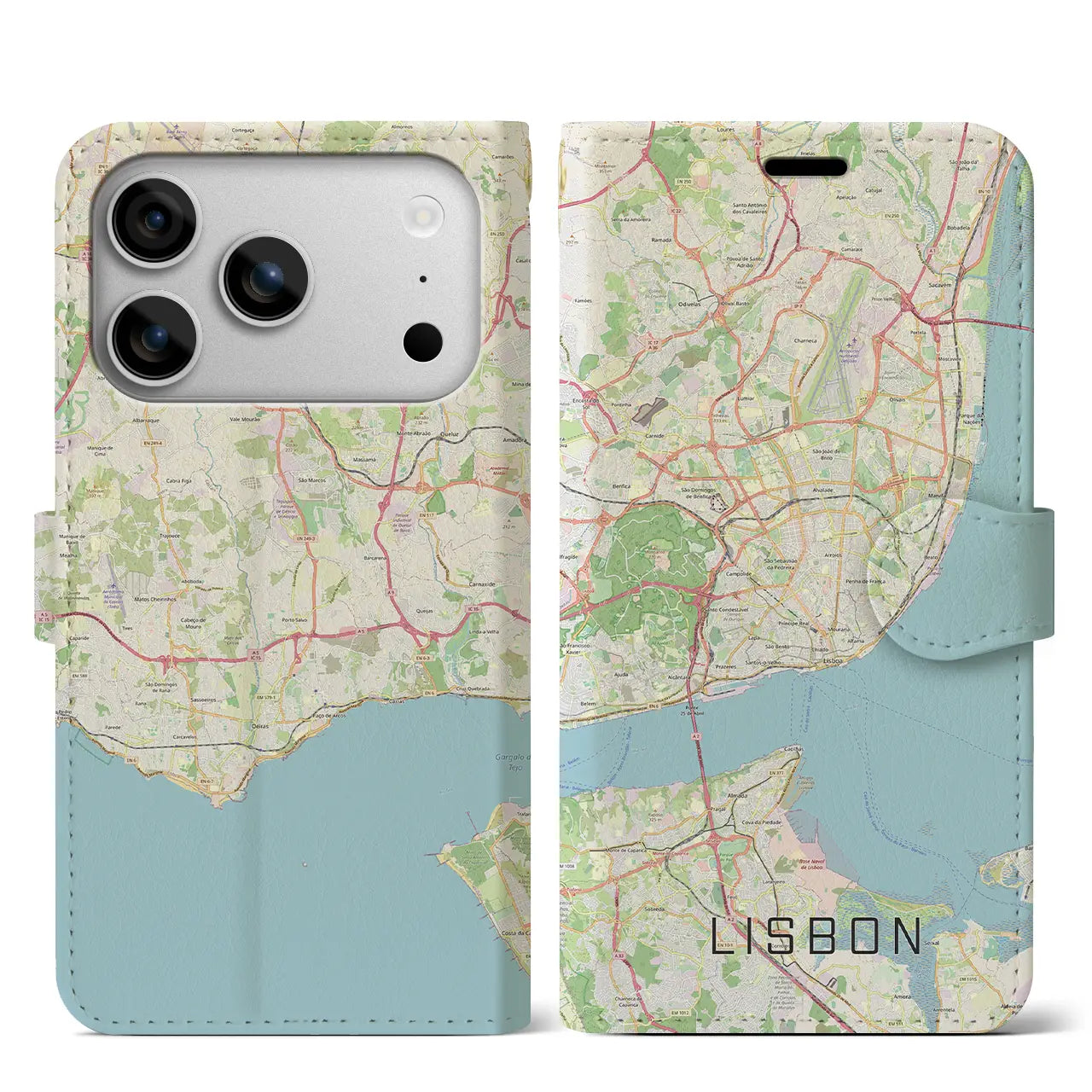 【リスボン(ポルトガル)】地図柄iPhoneケース(手帳タイプ)