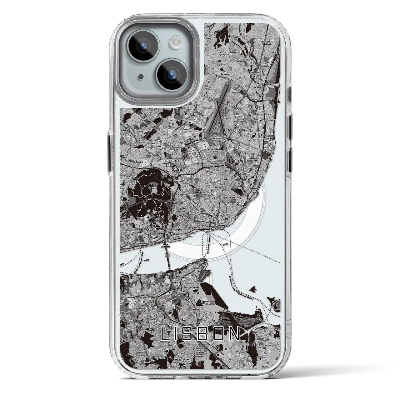 【リスボン(ポルトガル)】地図柄iPhoneケース(MagSafeタイプ)