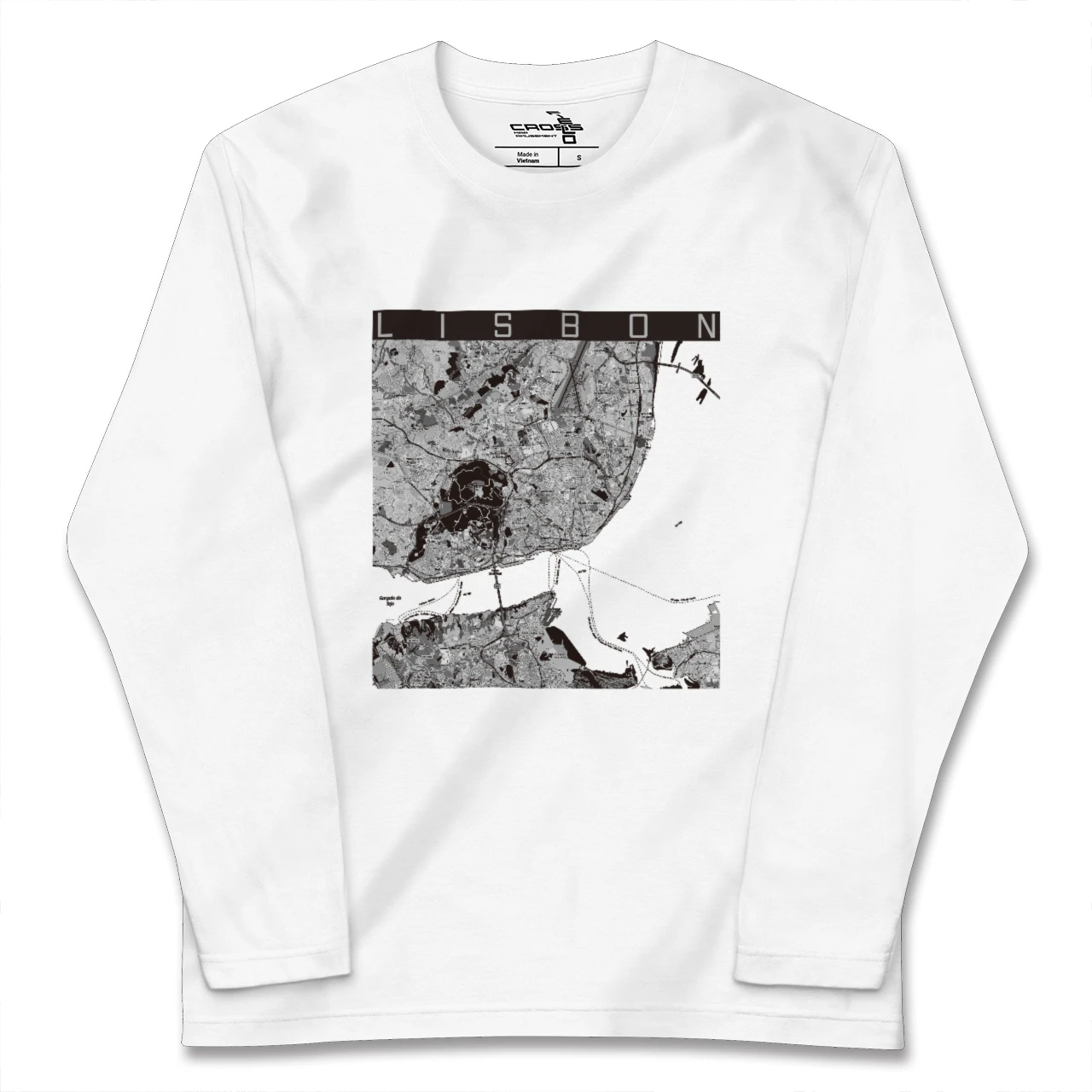 【リスボン(ポルトガル)】地図柄ロングスリーブTシャツ