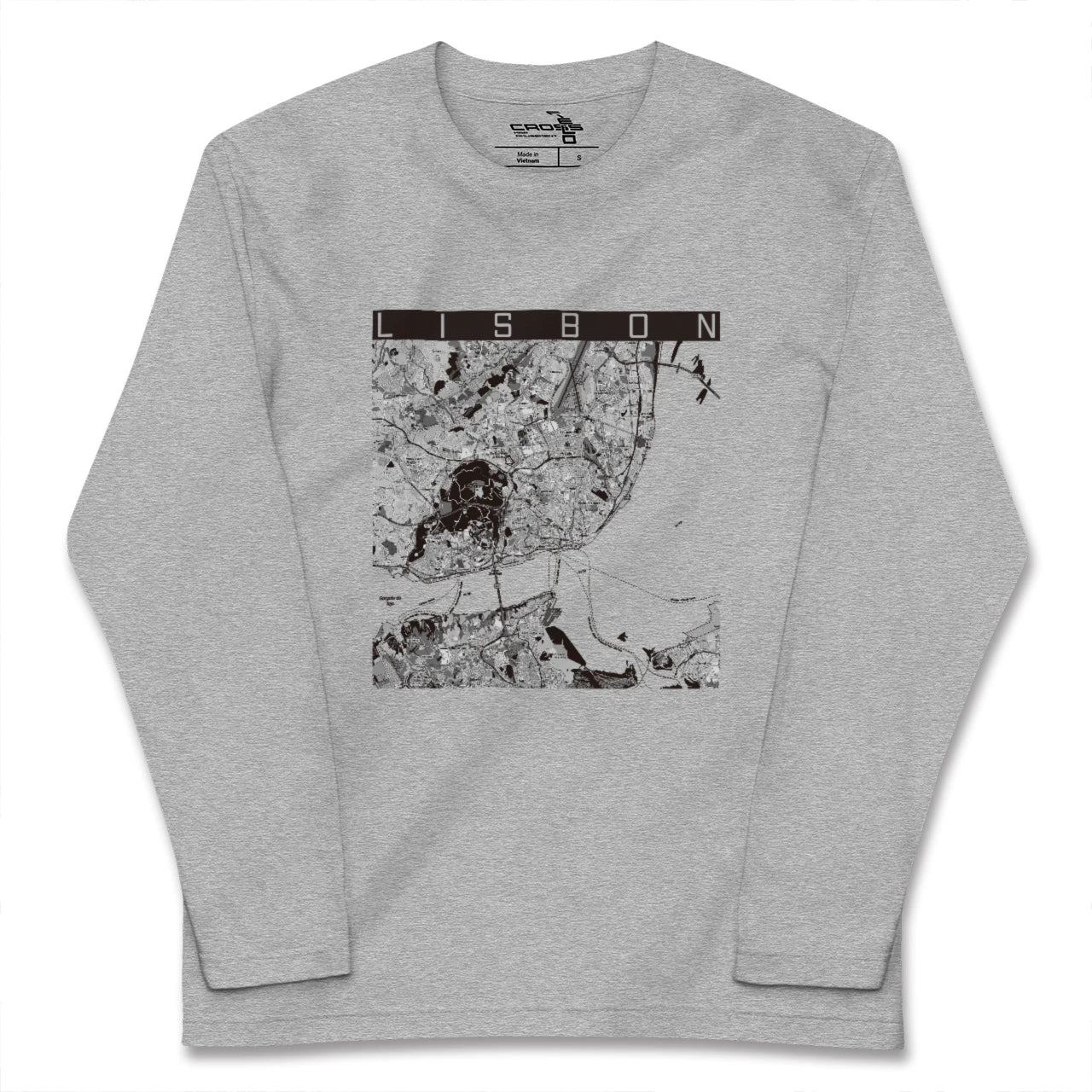 【リスボン(ポルトガル)】地図柄ロングスリーブTシャツ