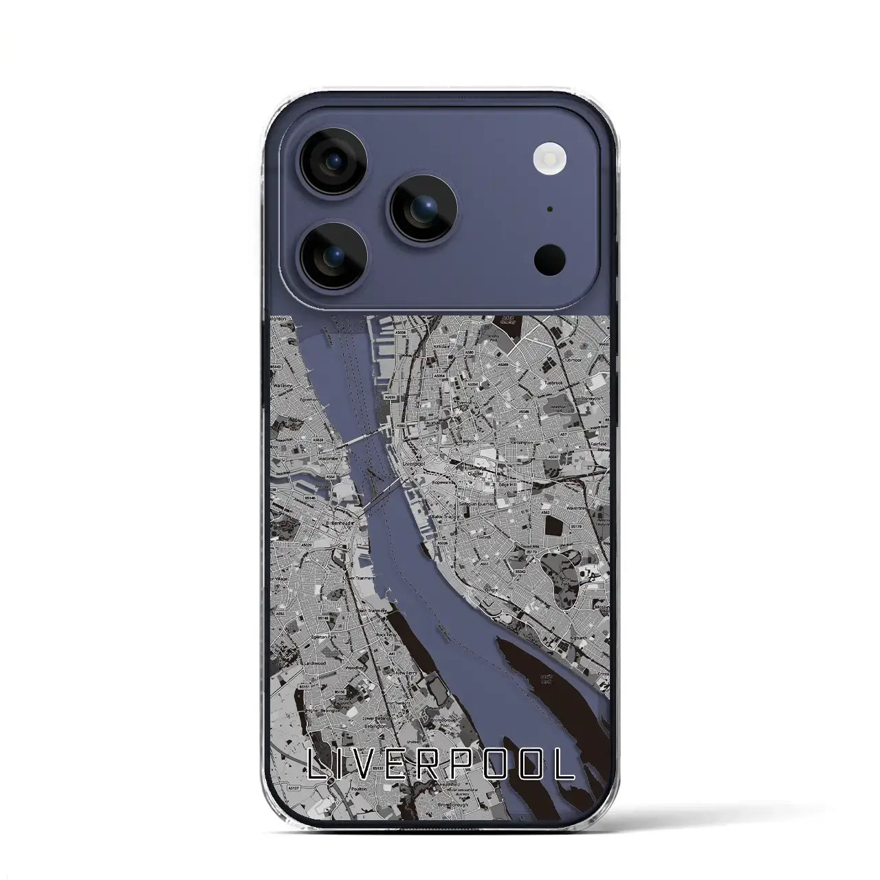 【リヴァプール(イギリス)】地図柄iPhoneケース(クリアタイプ)モノトーン・iPhone 17 Pro Max 用