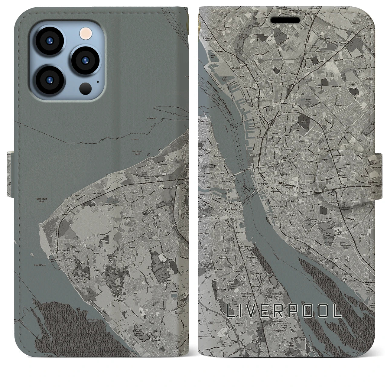 【リヴァプール(イギリス)】地図柄iPhoneケース(手帳タイプ)