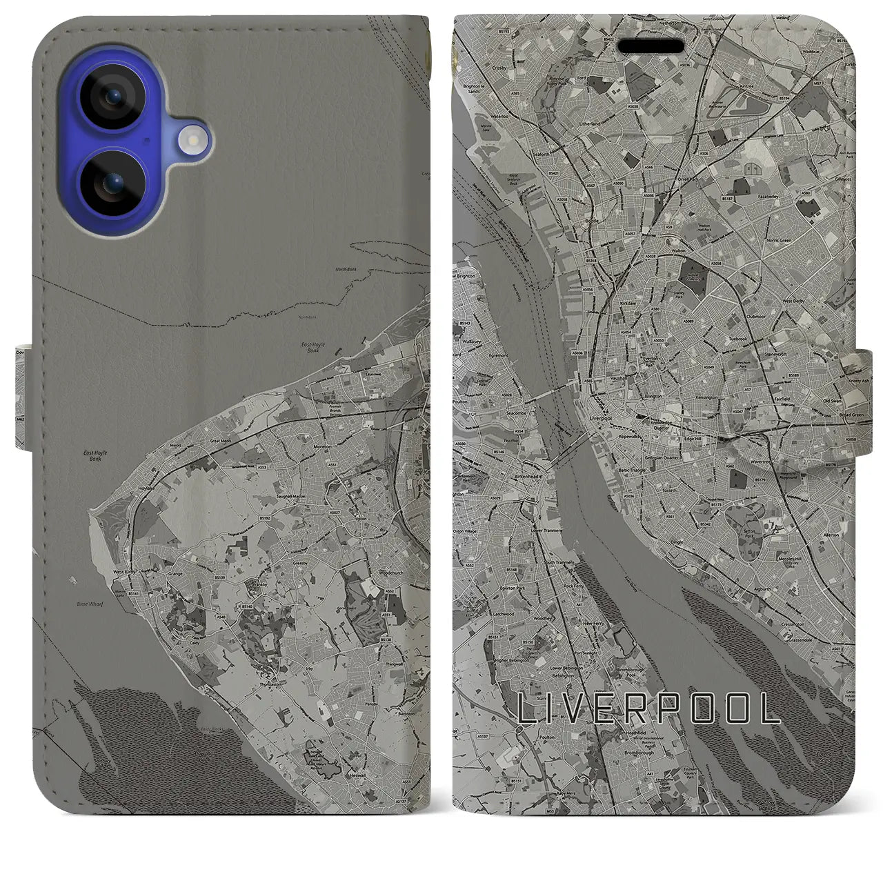 【リヴァプール(イギリス)】地図柄iPhoneケース(手帳タイプ)