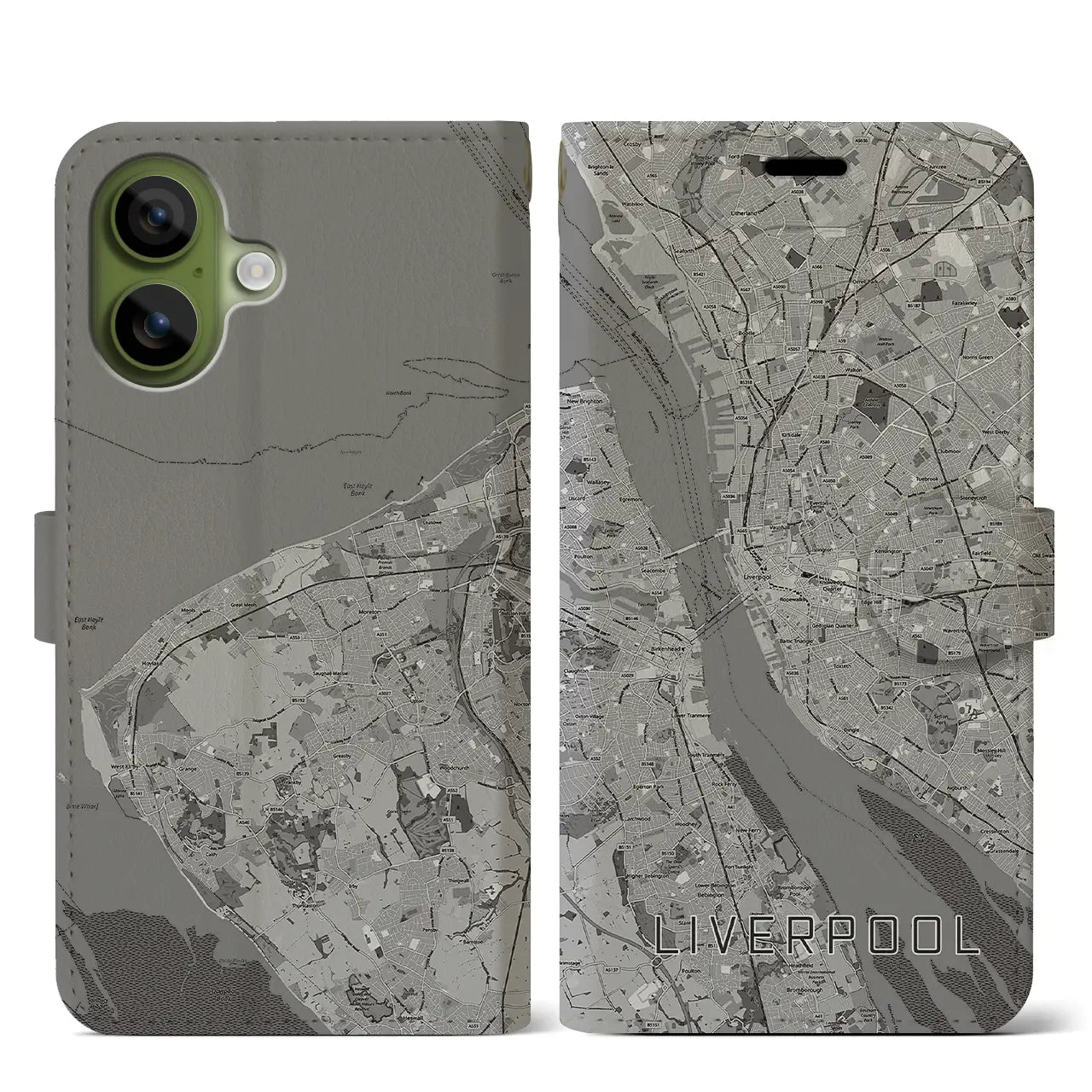 【リヴァプール(イギリス)】地図柄iPhoneケース(手帳タイプ)