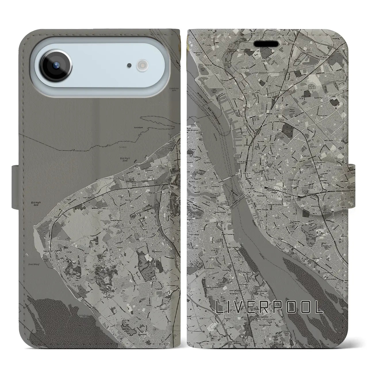 【リヴァプール(イギリス)】地図柄iPhoneケース(手帳タイプ)