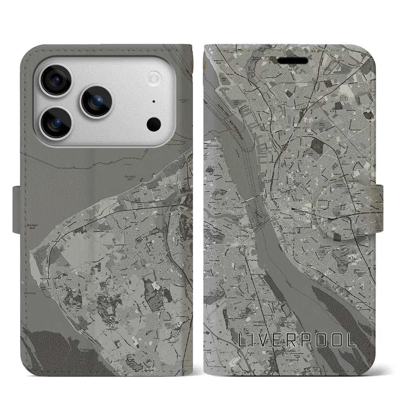 【リヴァプール(イギリス)】地図柄iPhoneケース(手帳タイプ)