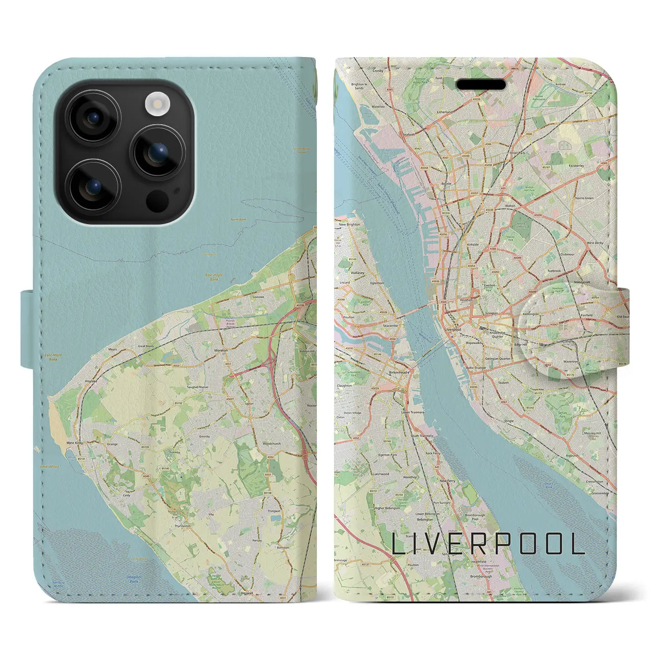 【リヴァプール(イギリス)】地図柄iPhoneケース(手帳タイプ)ナチュラル・iPhone 16 用