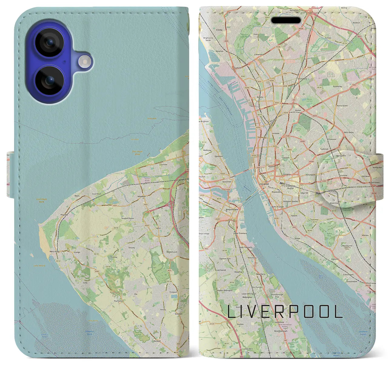 【リヴァプール(イギリス)】地図柄iPhoneケース(手帳タイプ)ナチュラル・iPhone 16 Pro Max 用