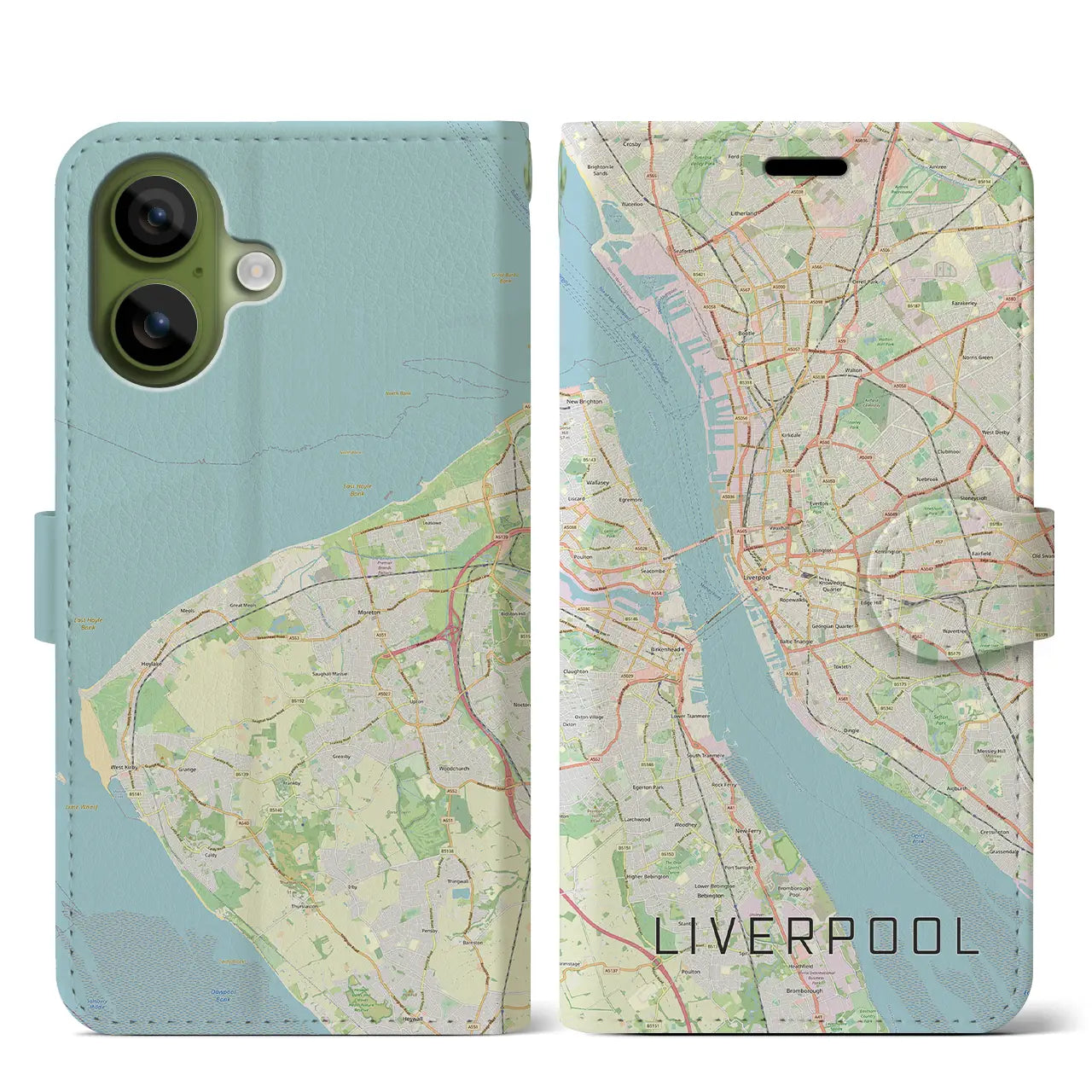 【リヴァプール(イギリス)】地図柄iPhoneケース(手帳タイプ)ナチュラル・iPhone 17 Pro Max 用