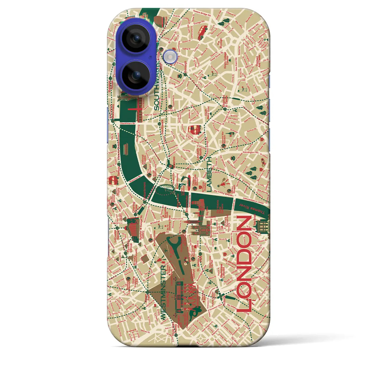 【ロンドン(イラスト)】イラストマップiPhoneケース(バックカバータイプ)ダーク・iPhone 16 Pro Max 用