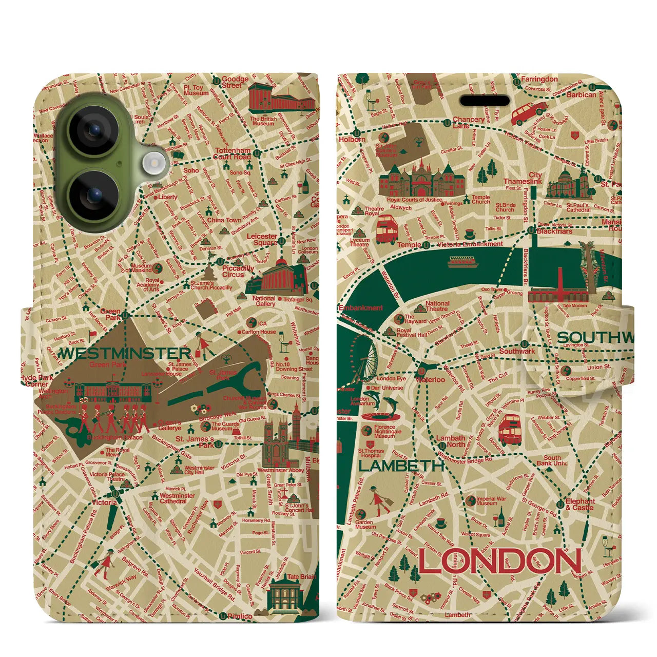 【ロンドン】イラストマップiPhoneケース(手帳タイプ)