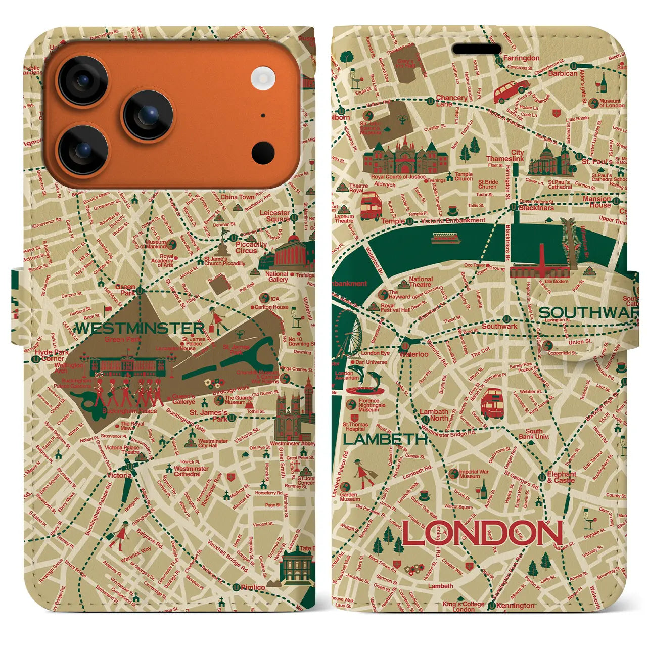 【ロンドン】イラストマップiPhoneケース(手帳タイプ)