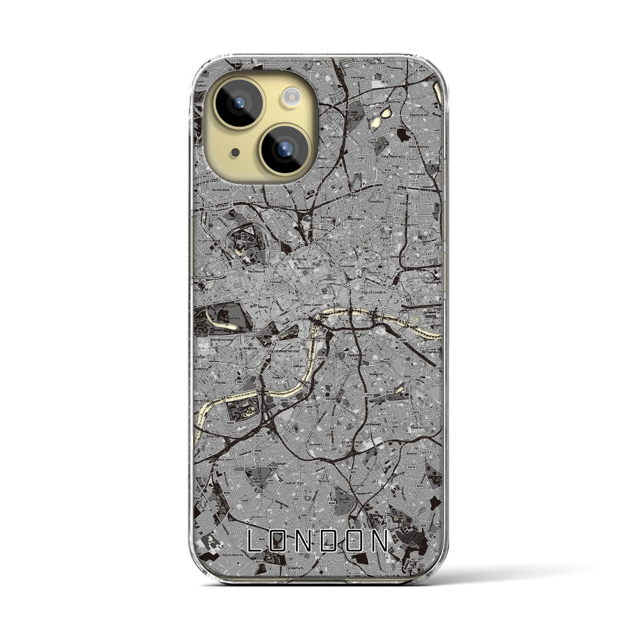 【ロンドン(イギリス)】地図柄iPhoneケース(クリアタイプ)