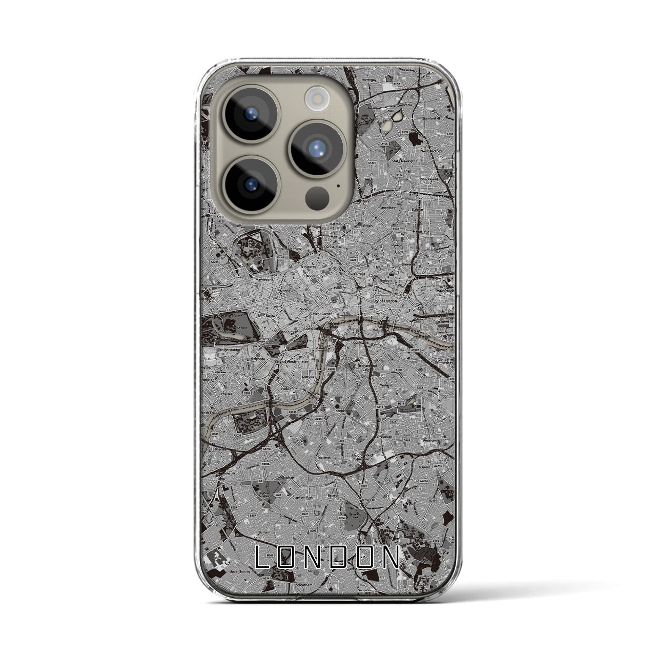 【ロンドン(イギリス)】地図柄iPhoneケース(クリアタイプ)