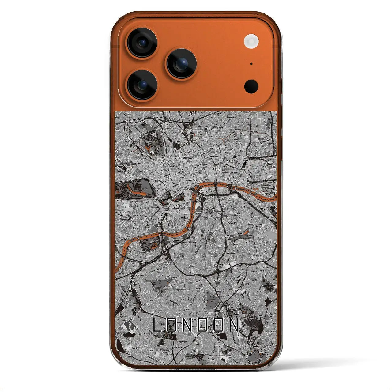 【ロンドン(イギリス)】地図柄iPhoneケース(クリアタイプ)モノトーン・iPhone 17 Pro Max 用