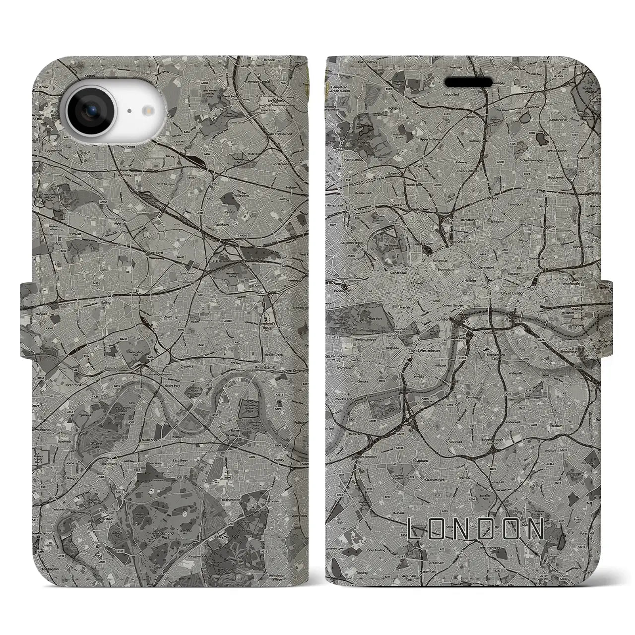 【ロンドン(イギリス)】地図柄iPhoneケース(手帳タイプ)