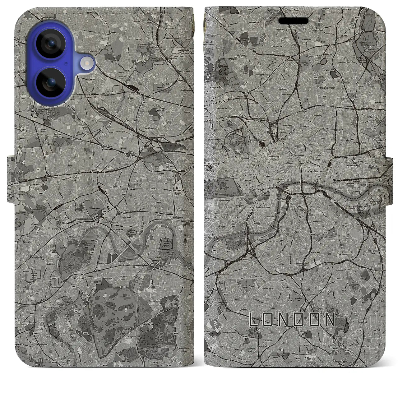 【ロンドン(イギリス)】地図柄iPhoneケース(手帳タイプ)