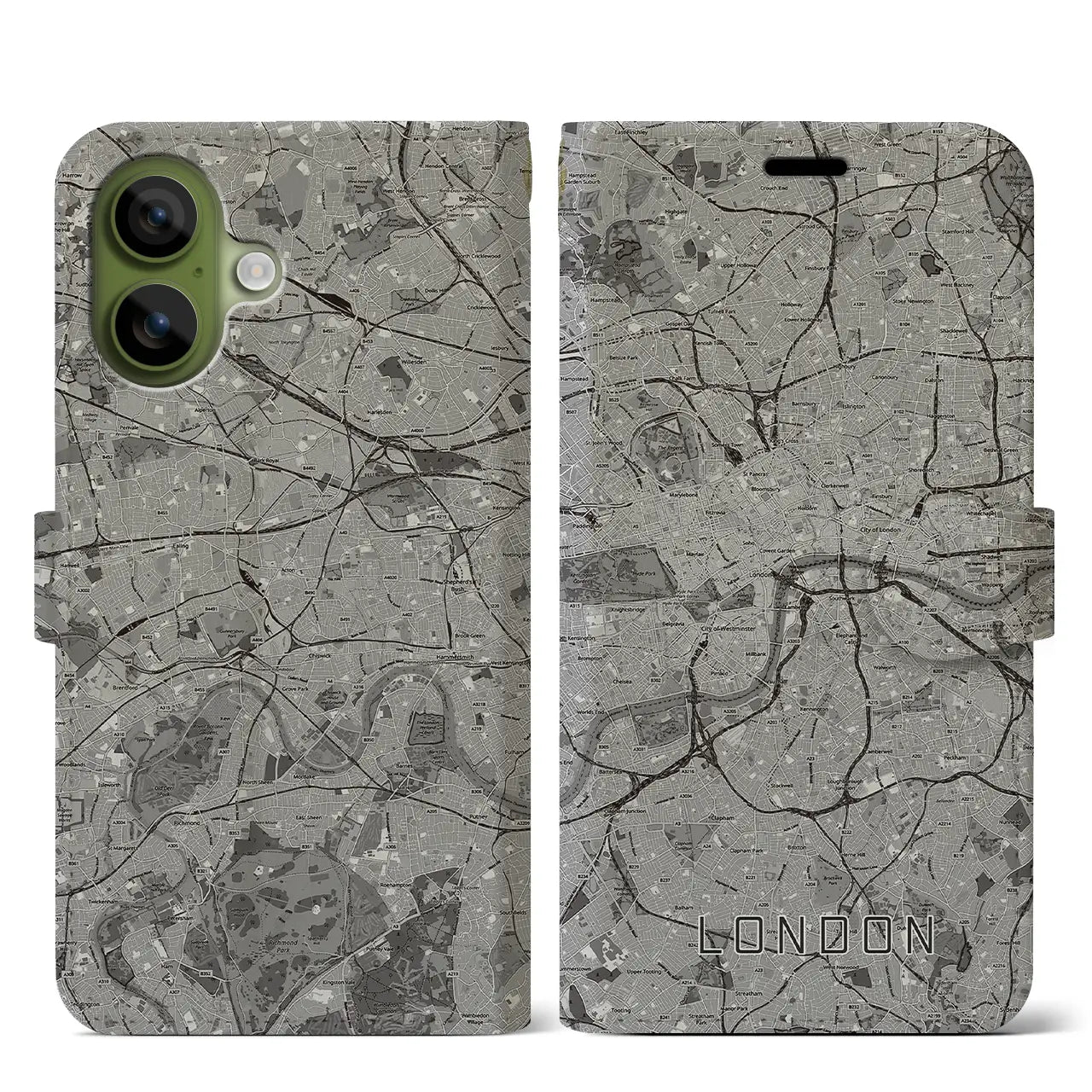 【ロンドン(イギリス)】地図柄iPhoneケース(手帳タイプ)