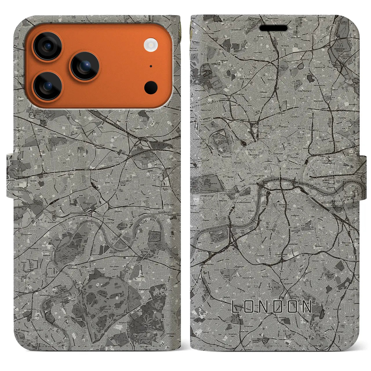 【ロンドン(イギリス)】地図柄iPhoneケース(手帳タイプ)