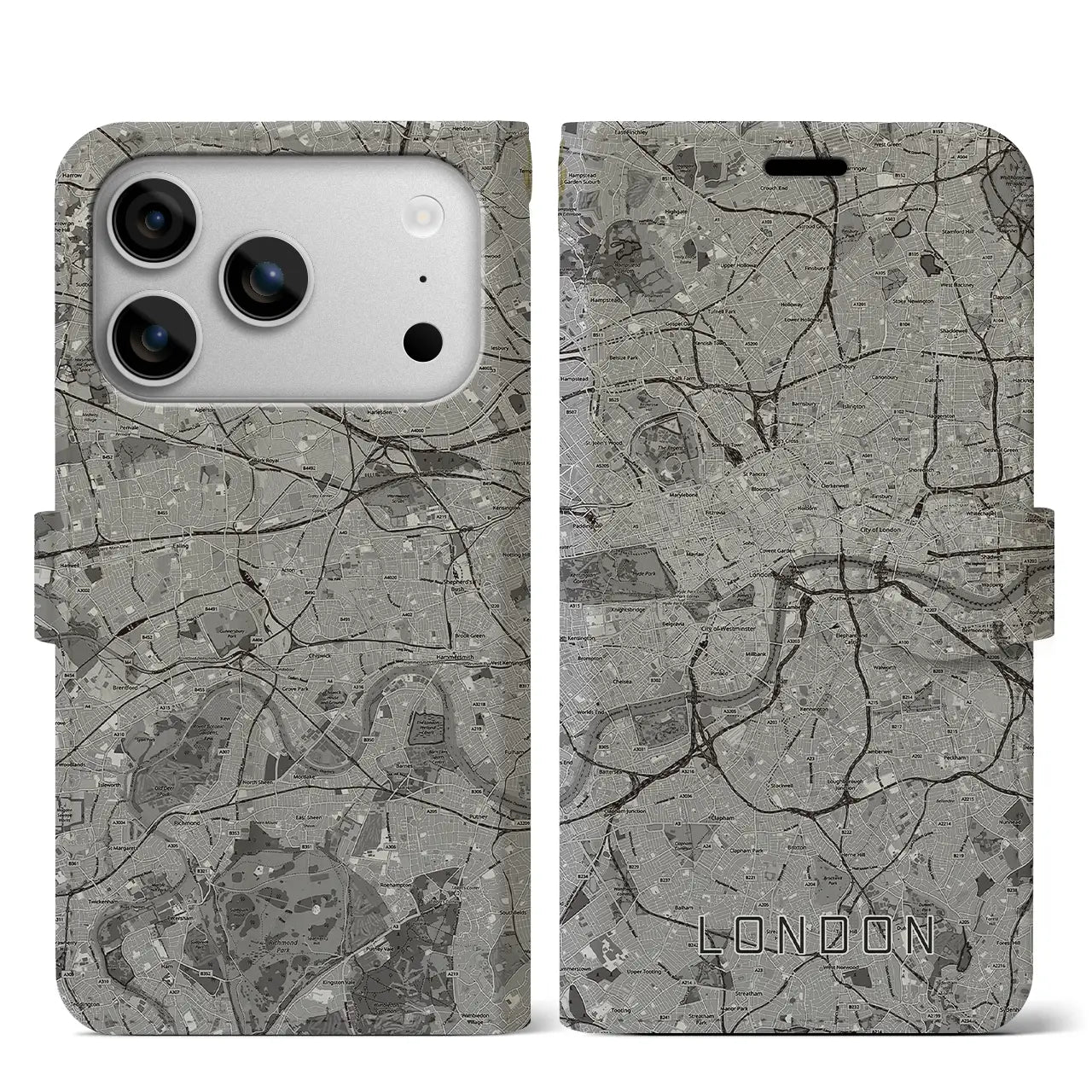 【ロンドン(イギリス)】地図柄iPhoneケース(手帳タイプ)