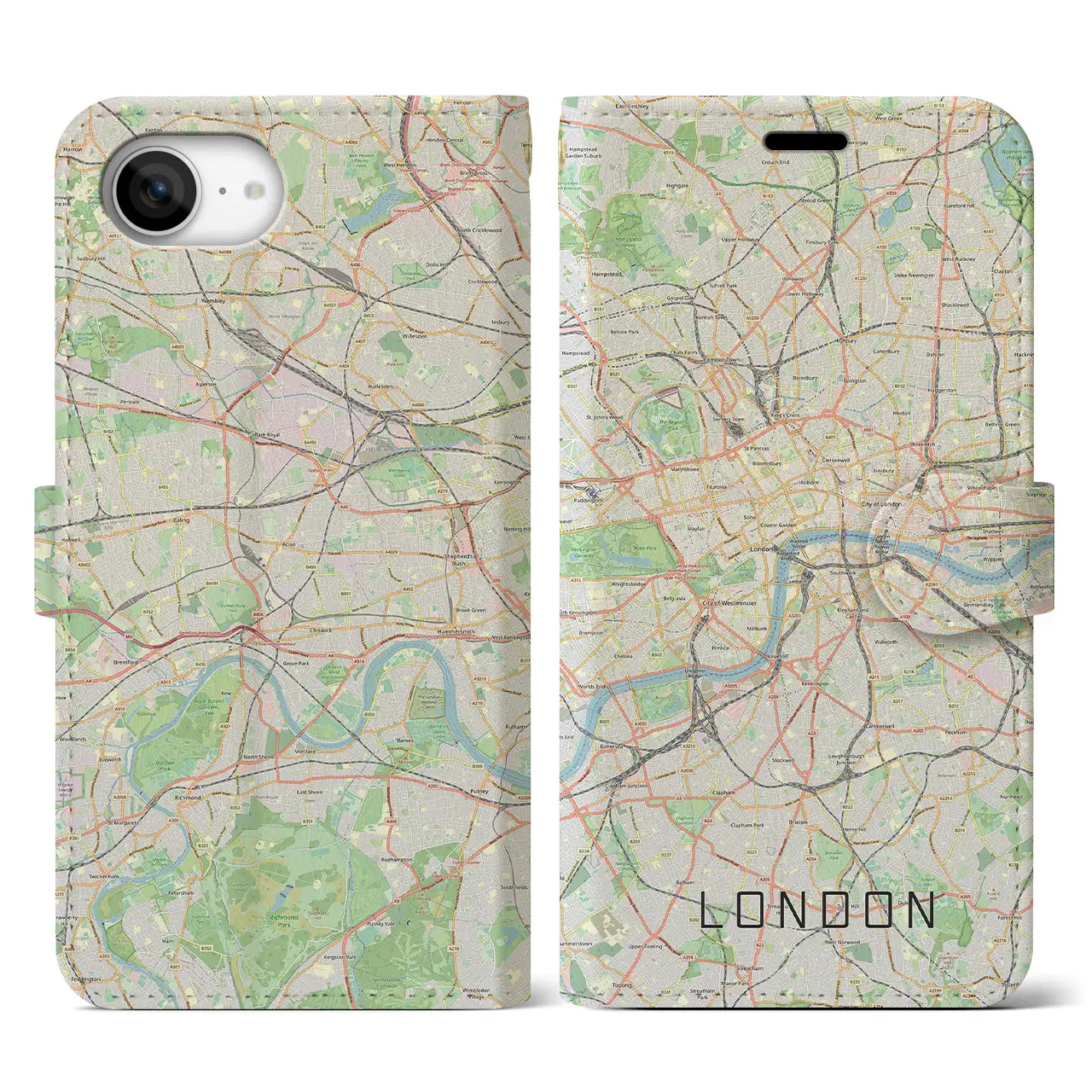 【ロンドン(イギリス)】地図柄iPhoneケース(手帳タイプ)