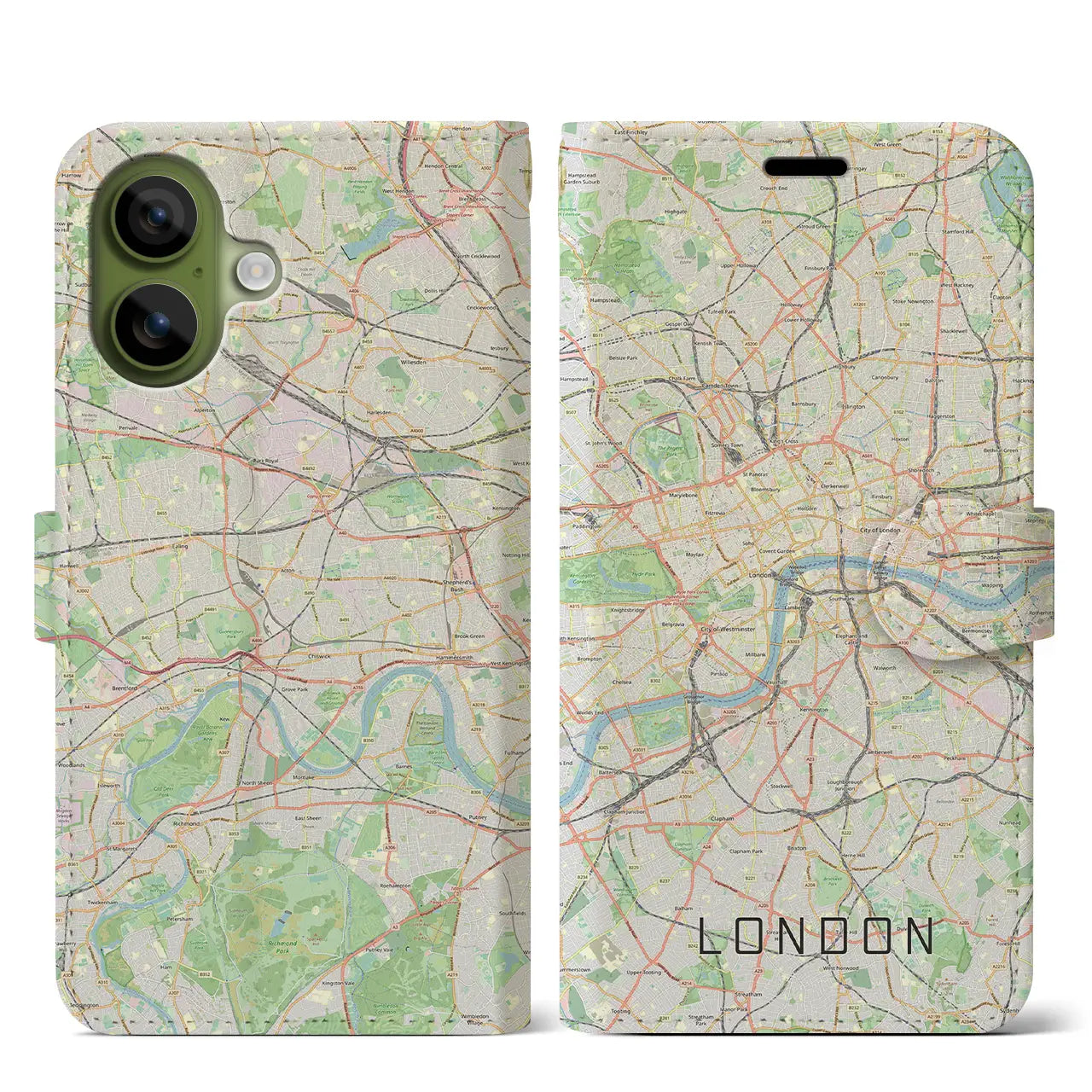 【ロンドン(イギリス)】地図柄iPhoneケース(手帳タイプ)