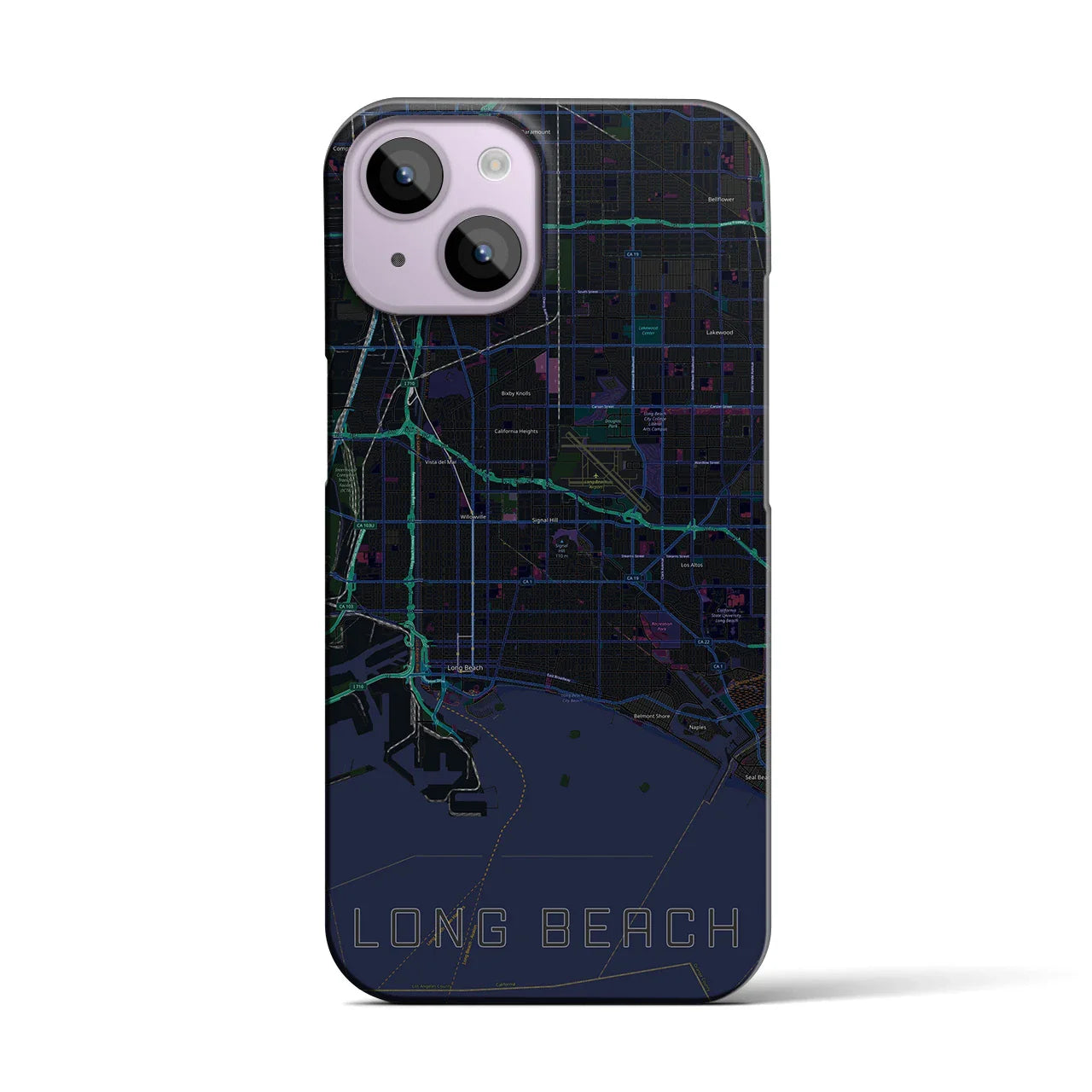【ロングビーチ(アメリカ)】地図柄iPhoneケース(バックカバータイプ)