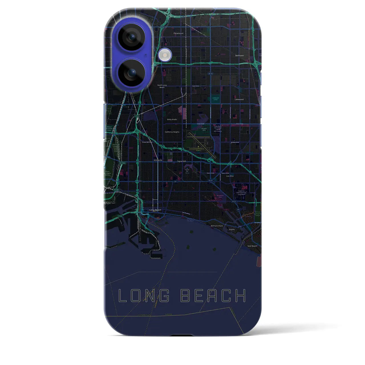【ロングビーチ(アメリカ)】地図柄iPhoneケース(バックカバータイプ)