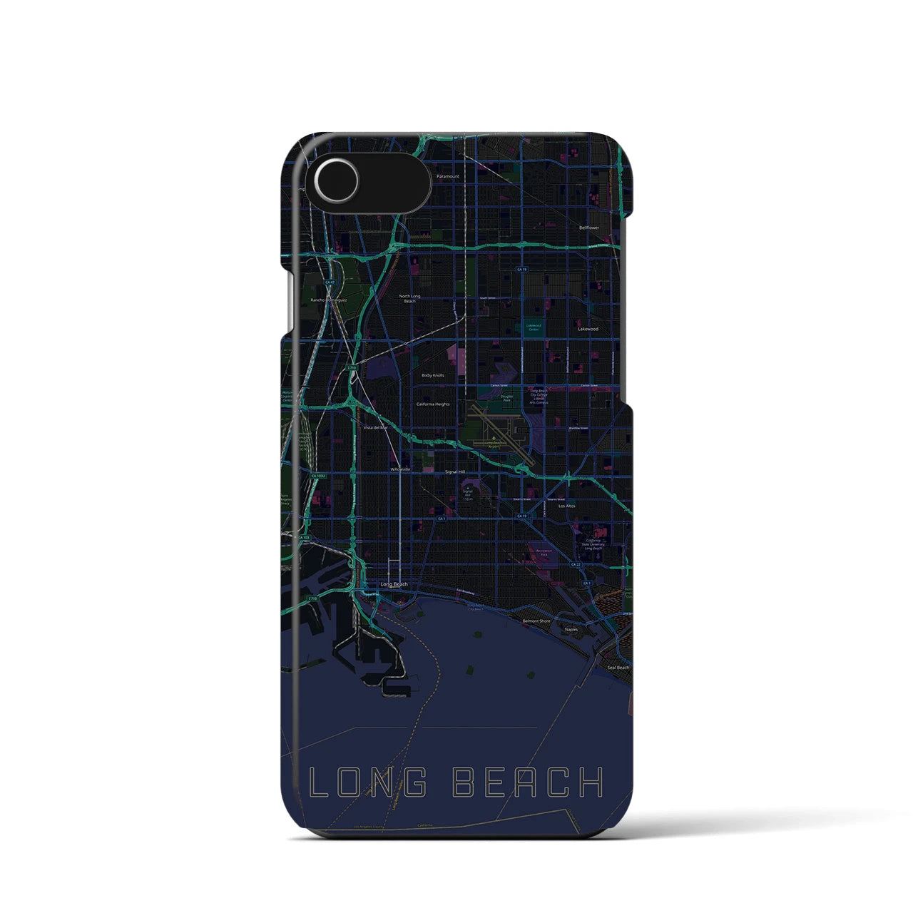 【ロングビーチ(アメリカ)】地図柄iPhoneケース(バックカバータイプ)