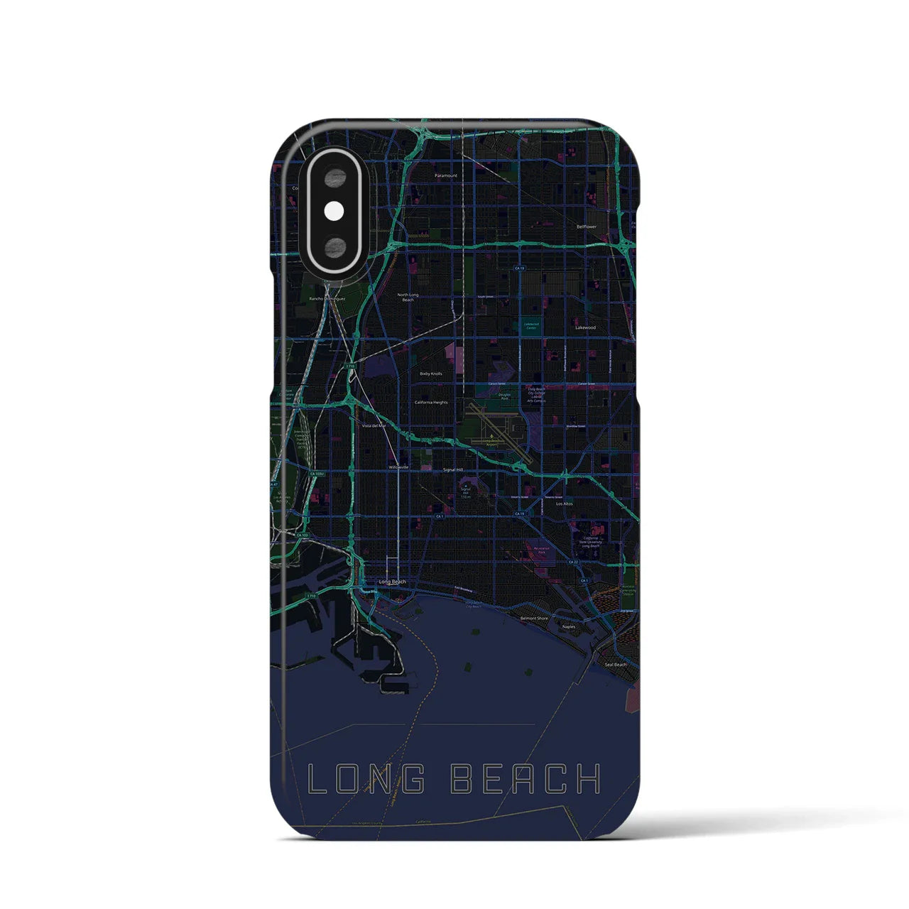 【ロングビーチ(アメリカ)】地図柄iPhoneケース(バックカバータイプ)